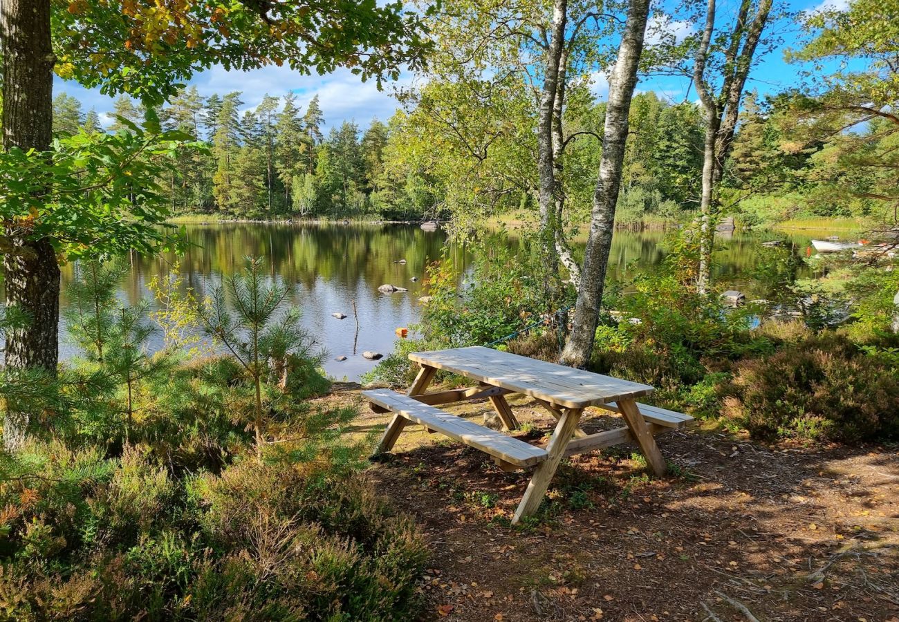 Ferienhaus in Hallaryd - Rot-weisses Ferienhaus in Seenähe mit kostenlosem WLAN