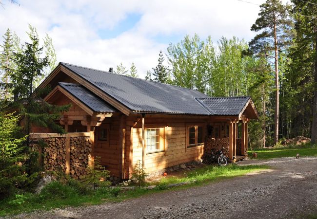 Ferienhaus in Bräcke - Wunderbares Komfort-Blockhaus direkt am See 