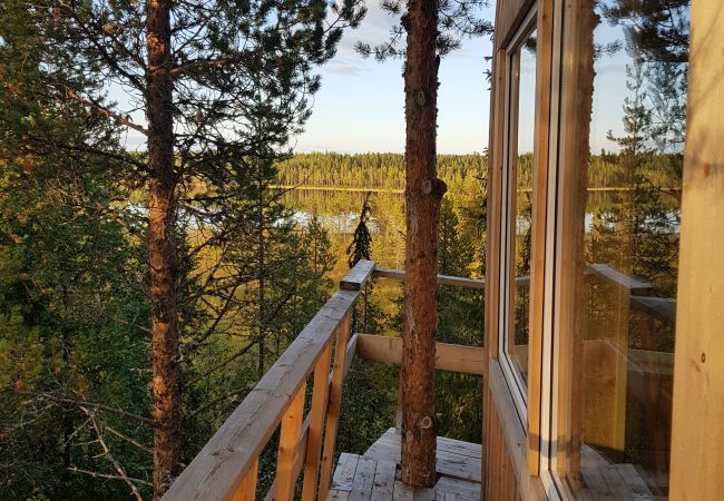 Ferienhaus in Arvidsjaur - Hoch in den Bäumen in Nordschweden  mit Seeblick und Elchen unter der Terrasse