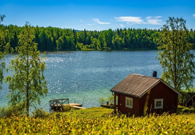 House in Gällö - Wonderful holiday home right on the lake with sauna, WiFi and wilderness pool (rentable)
