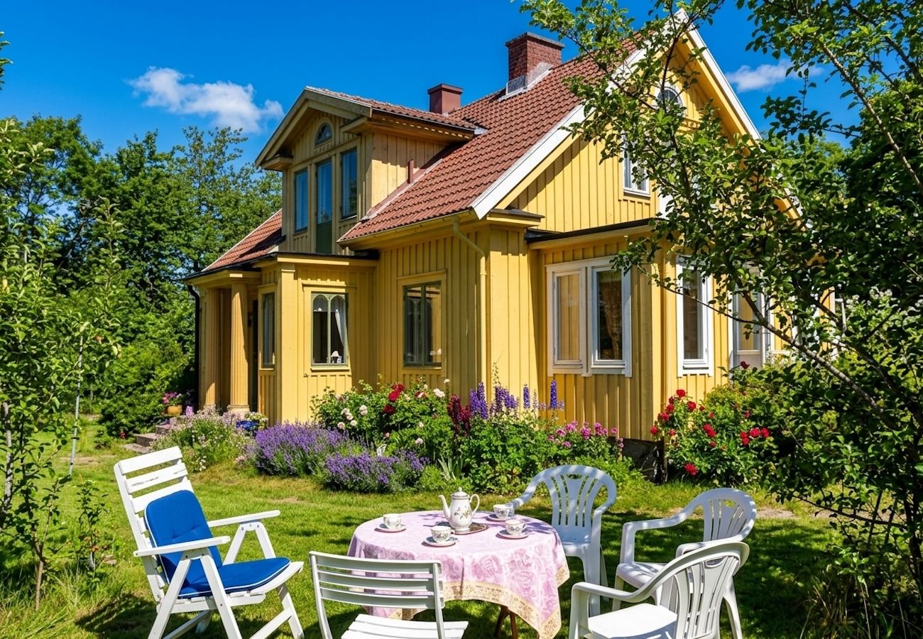 House in Vessigebro - A yellow cabin only 5 Minuten from the lake Sjönevadssjön 
