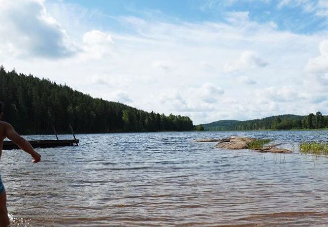 Stuga i Ydre - Rött och vitt torpstuga med skogen som granne och nära sjön och bad Stuga i Ydre - Rött och vitt torpstuga med skogen som granne och nära sjön och bad