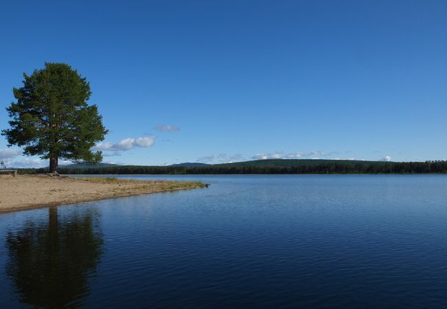 Stuga i Gargnäs - Stuga i Gargnäs omgiven av vatten